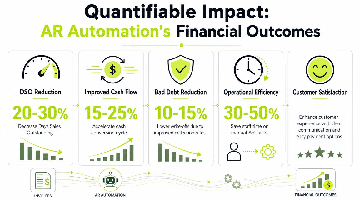 An infographic detailing the quantifiable financial benefits of implementing AR automation for business processes.